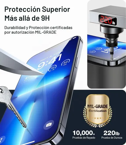 Vista 4 de UltraGlass TOP 9H+ - Vidrio 9H+ para protector de pantalla iPhone 11/XR, grado militar a prueba de roturas y duradero, protector de pantalla