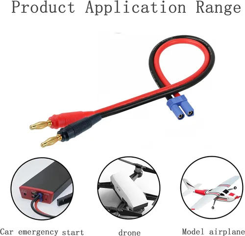 Vista 5 de EC3 Adaptador de conector de enchufe, EC3 macho a conector macho banana de 0.157 in con cable de 12 AWG 11.8 in (11.8 pulgadas) para juguetes