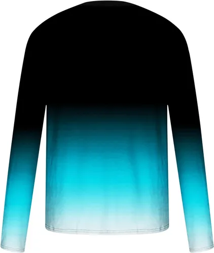 Vista 4 de Camiseta estampada de Color en contraste degradado para Hombres Casual Cuello Redondo Camisetas básicas