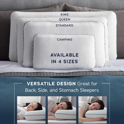 Vista 5 de WEEKENDER Almohada de espuma viscoelástica de gel, tamaño estándar, sensación firme media, soporte para cuello y hombros, para dormir de lado