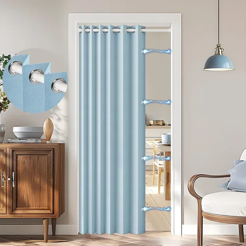 Vista 18 de Cortinas plisadas completamente opacas con cierre magnético, 72 pulgadas de largo, para interiores y exteriores, 1 panel, 45 pulgadas de ancho x 72