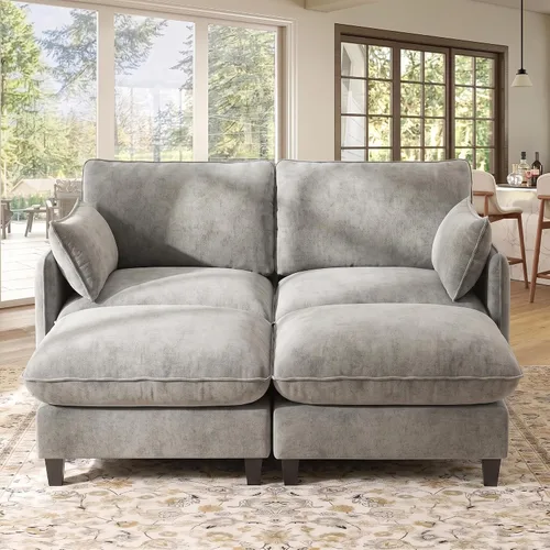 Vista 20 de WorthFurni Sofá modular modular de 105 pulgadas con asiento profundo, sofá nube en forma de L con cojines de gran tamaño y otomanas móviles, sofás