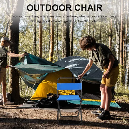 Vista 8 de Luxshiny Silla plegable pequeña ligera portátil al aire libre plegable taburete de camping con marco diseño ergonómico para adultos de pesca y uso