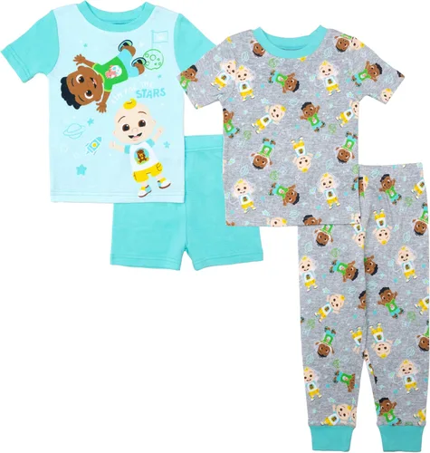 Vista 12 de CoComelon Conjunto de pijama de algodón ajustado de 4 piezas para niños pequeños