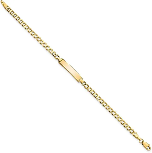 Vista 2 de 10k Yellow Gold Curb Link Id Bracelet 7 Inch Fine Jewelry For Women Gifts For Her