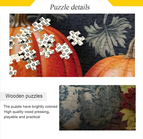 Vista 2 de Pumpkin Fall Jigsaw Puzzles 500 Pieces for Adults with Mesh Storage Bag 2011671