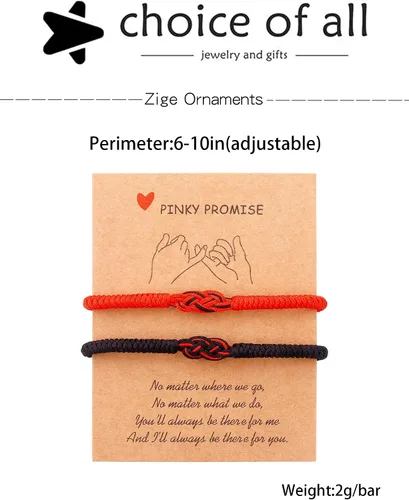 Vista 7 de choice of all Pulseras a juego para parejas, pulseras para parejas, pulseras de protección de cuerda roja, pulseras de promesa para novio, novia