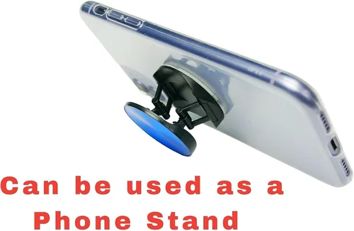 Vista 5 de Soporte de agarre para teléfono de dedo para iPhone y Samsung. Soporte de teléfono para enchufe de teléfono de escritorio (azul)
