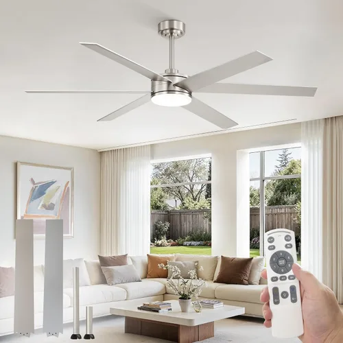 Vista 15 de Fanbulous Ventiladores de techo de 56 pulgadas con luces y control remoto, 6 aspas reversibles, regulables, 3000K-6000K ajustables, ventiladores