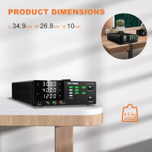 Vista 9 de NICE-POWER Fuente de alimentación de CC variable, 30V 40A 1200W de conmutación de alta potencia DC regulada fuente de alimentación de banco