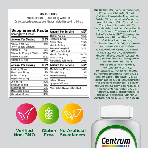 Vista 9 de Centrum Multivitamínico de plata para adultos de 50 años o más, 80 tabletas