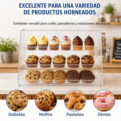 Vista 7 de Vitrina de 3 bandejas para pastelería, 21" x 17 3/4" x 16 1/2