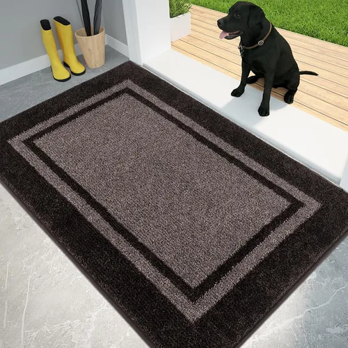 Vista 21 de PURRUGS Tapete para puerta con atrapamiento de suciedad, 20 x 32 pulgadas, antideslizante, lavable a máquina, tapete de entrada, tapete para puerta