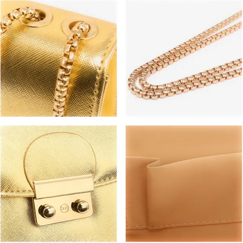 Vista 4 de Dasein Bolso cruzado pequeño para mujer, bolso de noche de diseñador, bolso de mano para bodabaile de graduaciónfiesta con doble correa de cadena