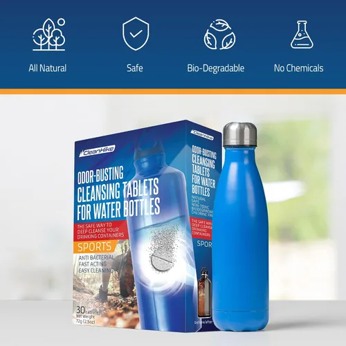 Vista 4 de CleanHike Tabletas de Limpieza para Botellas de Vaso - Ingredientes Completamente Naturales, Excelentes para Todos los Envases de Acero Inoxidable