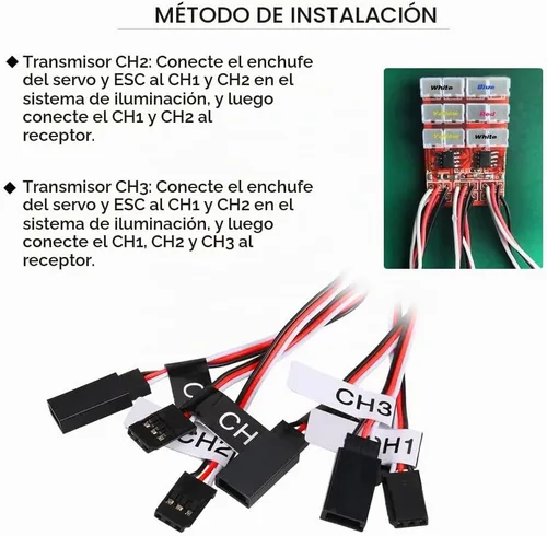 Vista 7 de Goolsky Kit de sistema de iluminación LED de 12 luces de flash de simulación inteligente para modelos a escala 1/10 RC Car Yokomo Tamiya HSP HPI