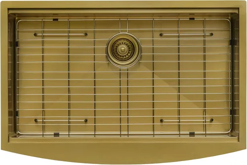 Vista 6 de Ruvati RVH9106GG RVH9106GG - Fregadero de cocina con estación de trabajo de oro mate de 30 pulgadas, fregadero de cocina de acero inoxidable en tono