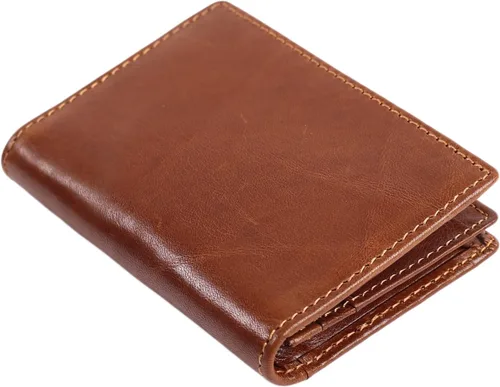 Vista 12 de Billetera delgada de cuero auténtico con bolsillo frontal, espacio para identificación y tarjetero con tecnología RFID