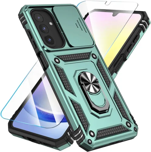 Vista 24 de SunStory Funda compatible con Samsung Galaxy A17 5G con protector de pantalla HD, cubierta de cámara deslizante y soporte de anillo giratorio, a