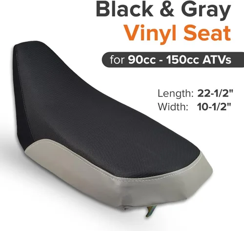 Vista 6 de AlveyTech Asiento de vinilo negro y gris para ATV de 90 cc - 150 cc