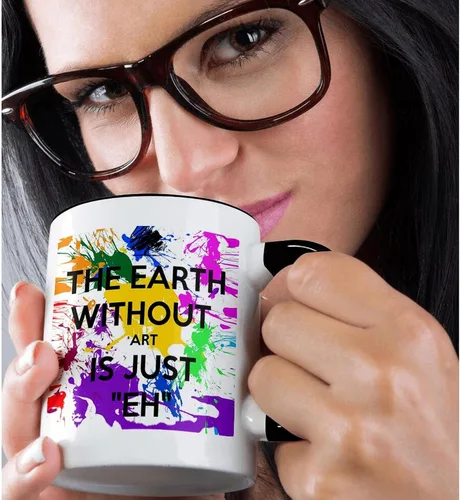 Vista 2 de 3dRose Ceramic The Earth Without Art is just eh - Taza, 1 unidad (paquete de 1), color negro