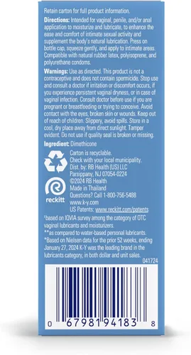 Vista 9 de K-Y Lubricante de silicona, lubricante personal premium, fórmula a base