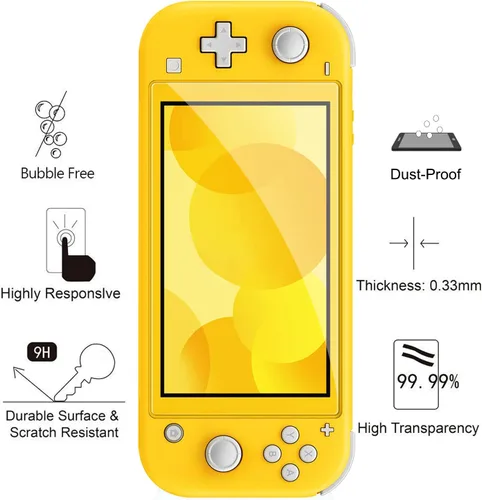 Vista 2 de Paquete de 4 Protector de pantalla de vidrio templado para Nintendo Switch Lite, iVoler transparente HD, alta definición, transparente antiarañazos