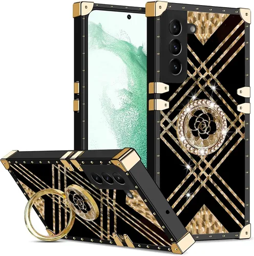 Vista 11 de Funda para S23 Ultra, Galaxy S23 Ultra para mujer, funda a prueba de golpes, TPU retro, elegante, clásica, borde de lujo, protección completa
