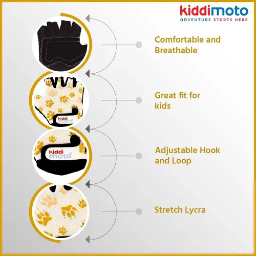 Vista 2 de Kiddimoto Kids Cycling Gloves Anti-Slip Kids Bike Gloves for Boys and Girls Fingerless Kids Mountain Bike Gloves for BMX, MTB Riding, Gymnastics