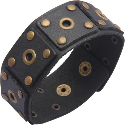 Vista 25 de Jeilwiy Pulseras de cuero punk para hombres, pulseras hechas a mano, brazalete ancho, joyería trenzada, color negro y marrón, ajustable, regalos