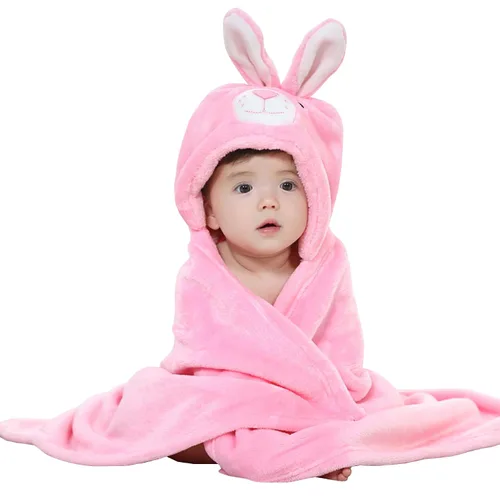 Vista 13 de TONWHAR Manta con capucha de cara de animal para bebés y niños de 0 a 4 años, manta de felpa para después del baño (caballo azul)