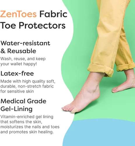Vista 3 de ZenToes Protectores de dedos de tela Promueve la hidratación de la piel y la prevención de ampollas Forro de gel de grado médico Alivio
