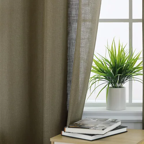 Vista 5 de Fashionwu Cortinas de lino para ventana, cortinas de filtrado de luz, cortinas rústicas para decoración del hogar, paneles de protección