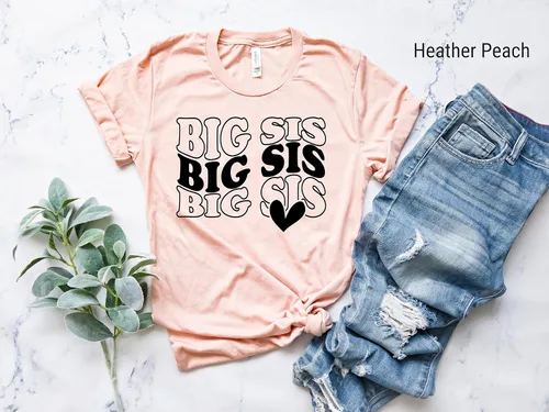 Vista 3 de Big Sister Shirt, Sibling Reveal, Pregnancy Reveal, Announcement Shirt, Baby Shower Gift, Toddler Girl Outfit, Trendy Retro Toddler Outfit