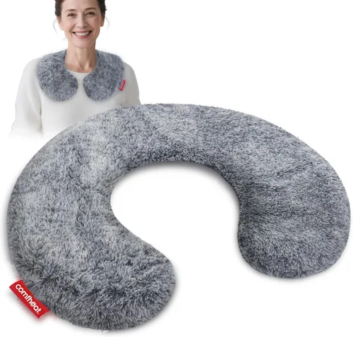 Vista 8 de Almohadilla térmica para el cuello apta para microondas para aliviar el dolor, compresa caliente húmeda, calentador de cuello para microondas