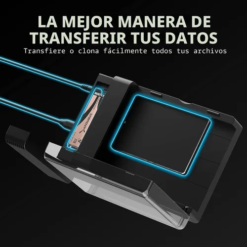 Vista 8 de SABRENT Lay Flat NVMe y SATA HDD/SSD Dock, USB-C 10Gbps (DS-UFNC)