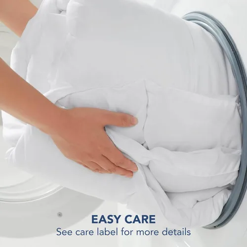 Vista 6 de Serta Memory Flex - Edredón de tamaño matrimonial/queen, relleno de edredón para todas las estaciones, transpirable y resistente a las manchas, Azul
