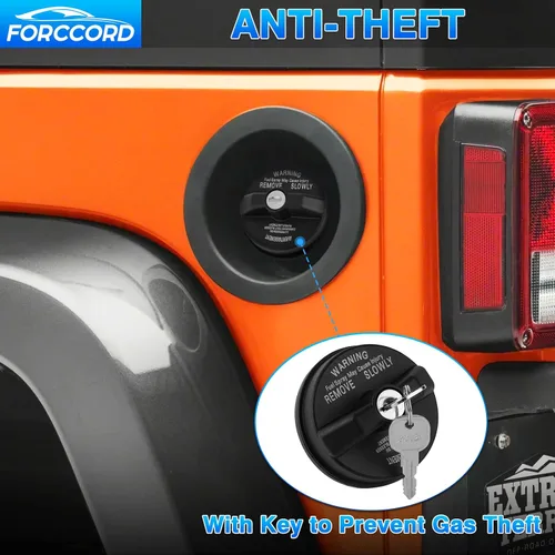 Vista 4 de Tapa de Gas con Bloqueo para Combustible Ajuste Personalizado para 03-22 23 24 25 26 Jeep Wrangler (TJ/LJ/JK/JK/JL/JLU/JT) Tapa de Gas con Bloqueo