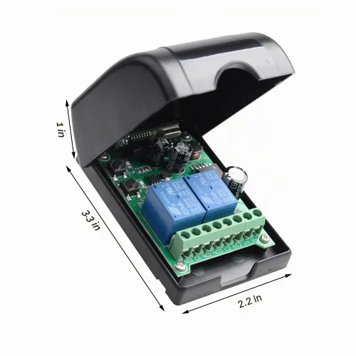 Vista 5 de Interruptor de control remoto inalámbrico CC 12V 24V 36V 48V Nuevo interruptor de control remoto multifunción de 2 canales, transmisor de 433MHz