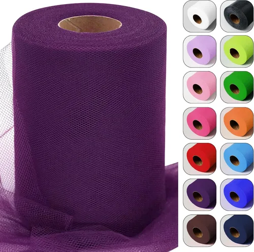 Vista 20 de Rollos de tela de tul verde ácido de 6 pulgadas por 100 yardas (300 pies) Cinta de tul para tutú, falda, envoltorio de regalo, decoración de boda