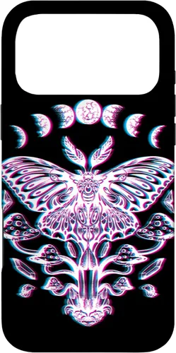 Vista 21 de Funda Glitch para iPhone 15 Glitch Lunar Moth Fases Cristales Setas