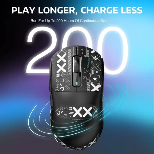 Vista 7 de ATTACK SHARK X3 - Mouse inalámbrico ligero para juegos con tres modos de 2.4GUSB-C con cableBluetooth, 26K DPI, sensor óptico PAW3395, interruptor