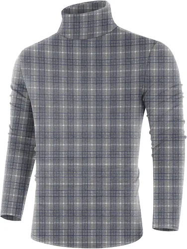 Vista 21 de Poriff - Suéter de cuello de tortuga térmico, de punto, liviano, casual, con corte entallado, para hombre Albaricoque