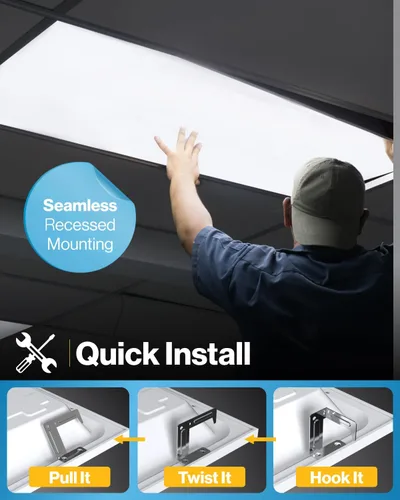 Vista 4 de Sunco - Paquete de 12 lámparas LED de panel plano de 2 x 4, 6500 LM, características seleccionables, 30 W/40 W/50 W, 4000 K/5000 K/6000 K, regulable