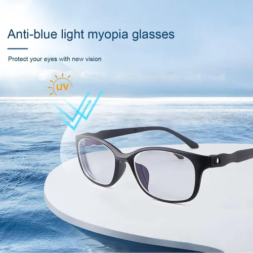 Vista 2 de YIMI Gafas de miopía antimiopía, antiluz azul, gafas de visión corta, poder negativo, gafas de miopía retro para hombres y mujeres