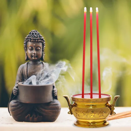 Vista 9 de NUOBESTY Lámpara de vela budista LED eléctrica luz decorativa quemador de incienso soporte budista templo budista Buddha suministros candelabros