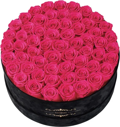 Vista 23 de 27 rosas preservadas en una caja de flores para entrega, regalos