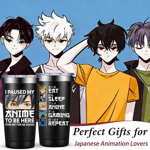 Vista 2 de Regalos de anime para hombres y mujeres – Kawaii Navidad, regalos de cumpleaños para fanáticos de la animación japonesa, amantes – Vaso de 20 onzas