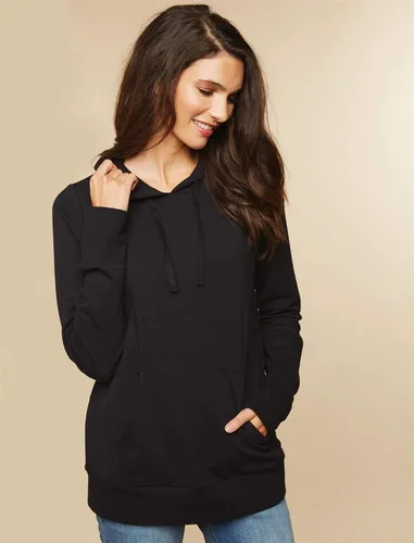 Vista 2 de Motherhood Maternity Sudadera de forro polar de manga larga con capucha para mujer