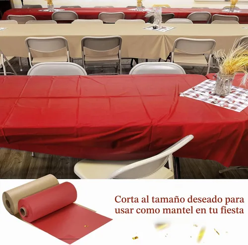 Vista 6 de Moukeren Cubierta de mesa de carnaval de circo de 4 rollos, color beige